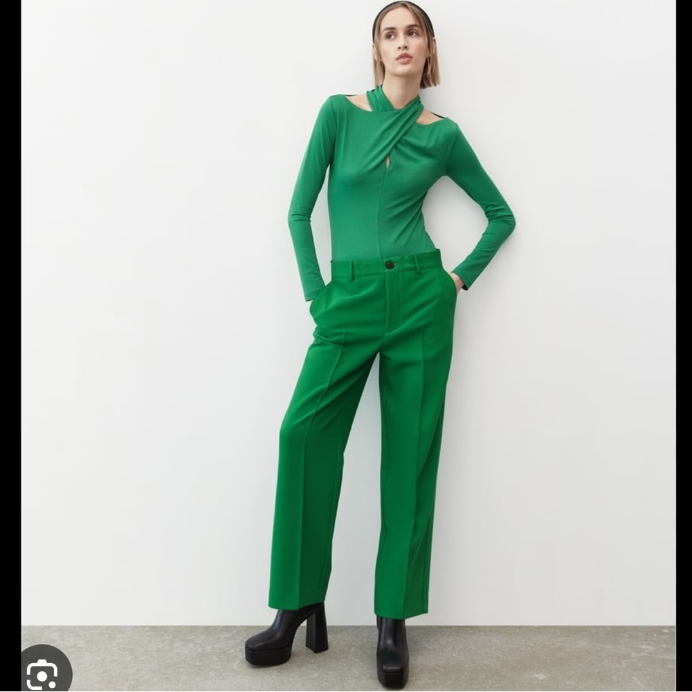 NWT ZARA HIGH WAISTED CROPPED STRAIGHT LEG PANTS - Picture 5 of 9